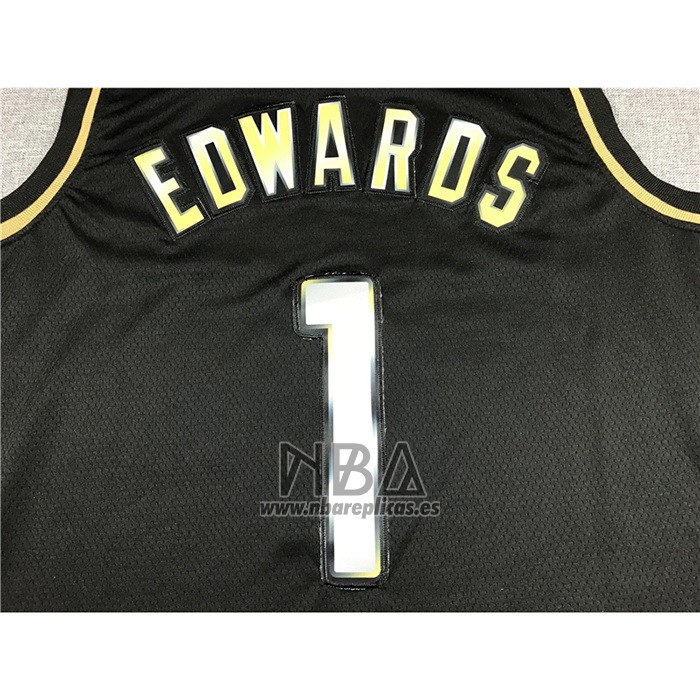 Camiseta Golden Edition Minnesota Timberwolves Anthony NO 1 Edwards 2020-21 Negro
